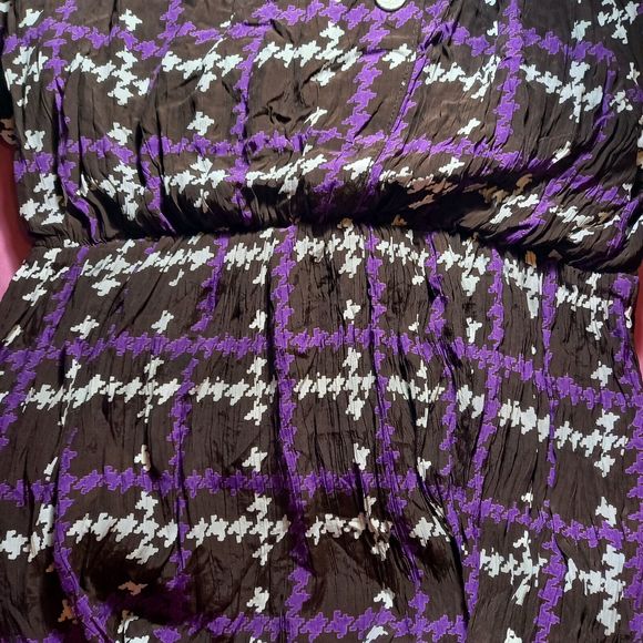 Size 12-14 Unusual Check Houndstooth Blouson Shirt Dress - Picture 5 of 7